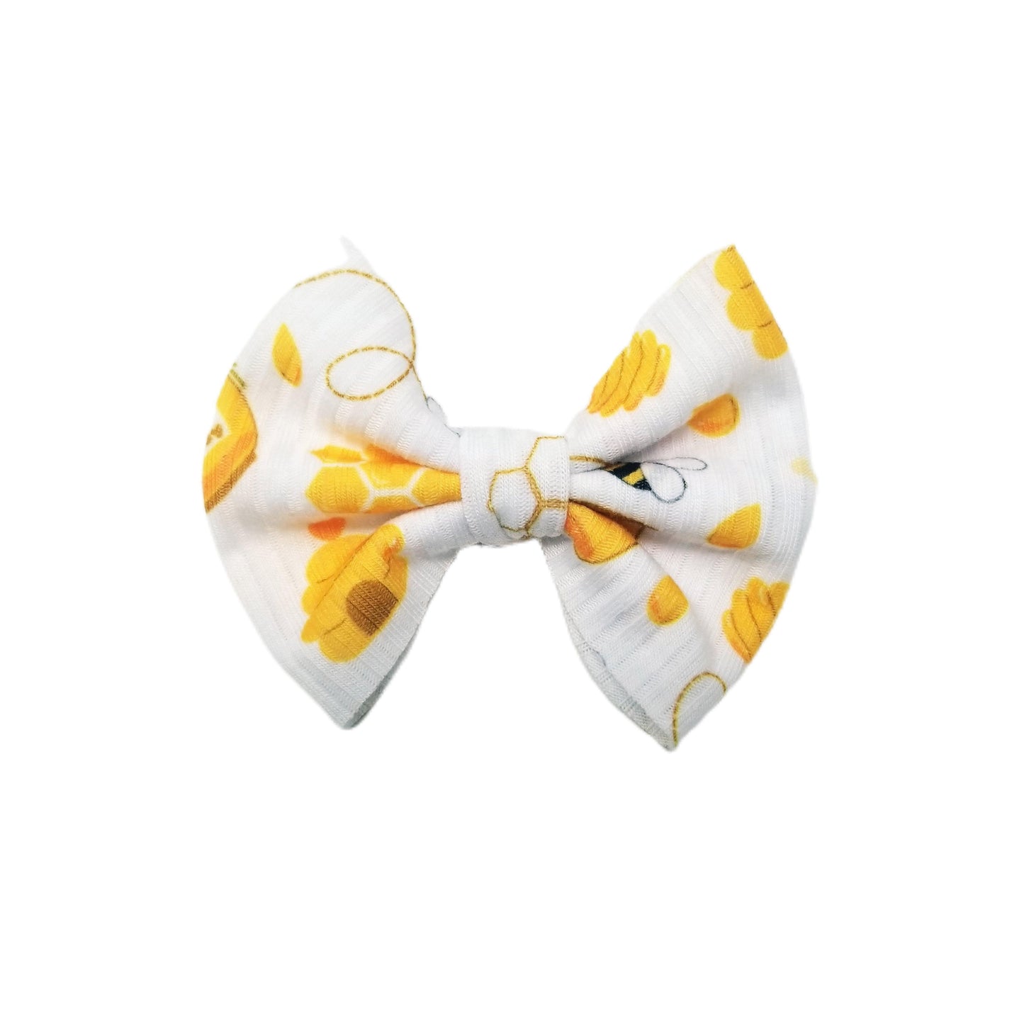 Sweet As Can Bee Rib Knit Fabric Bow 3"