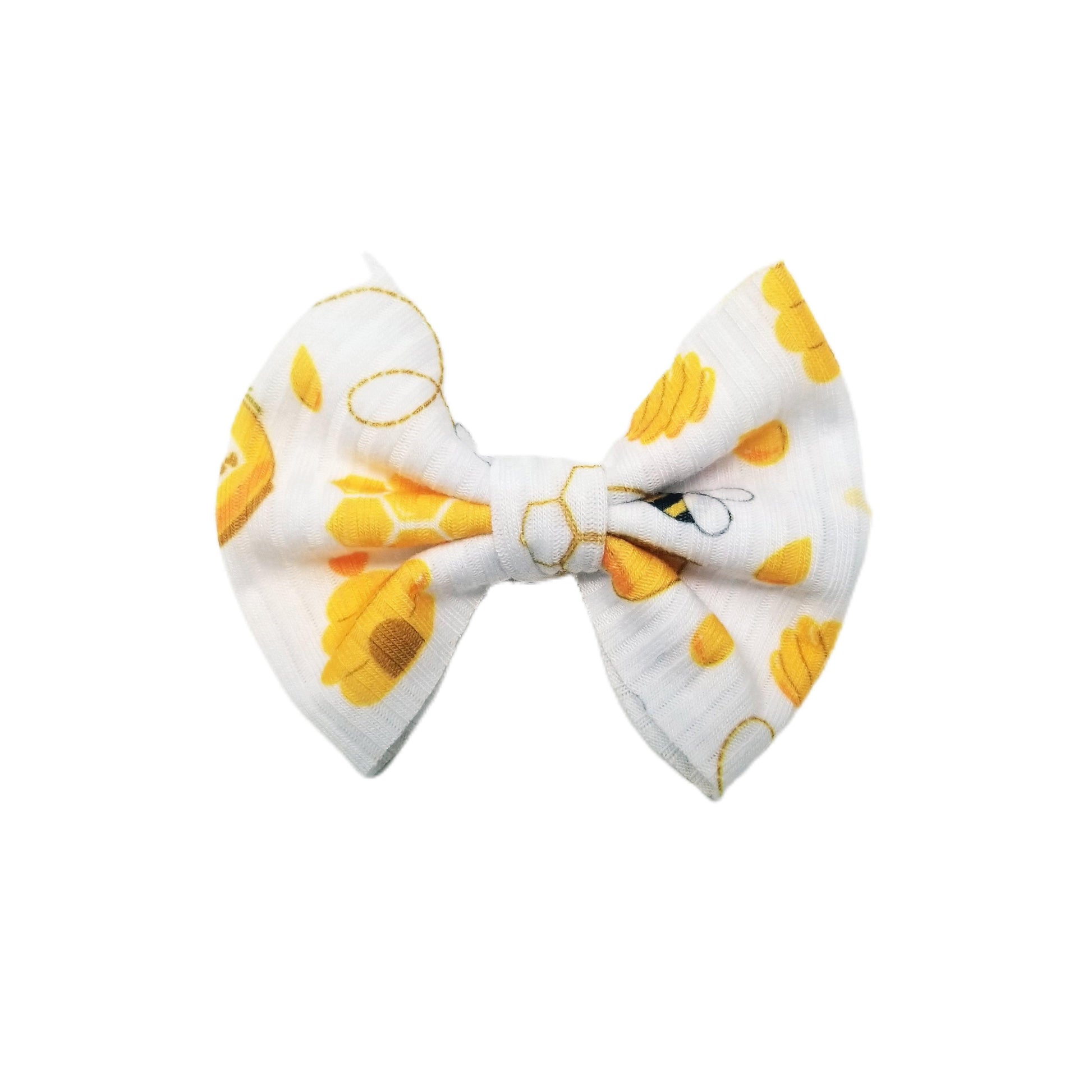 Sweet As Can Bee Rib Knit Fabric Bow 3"