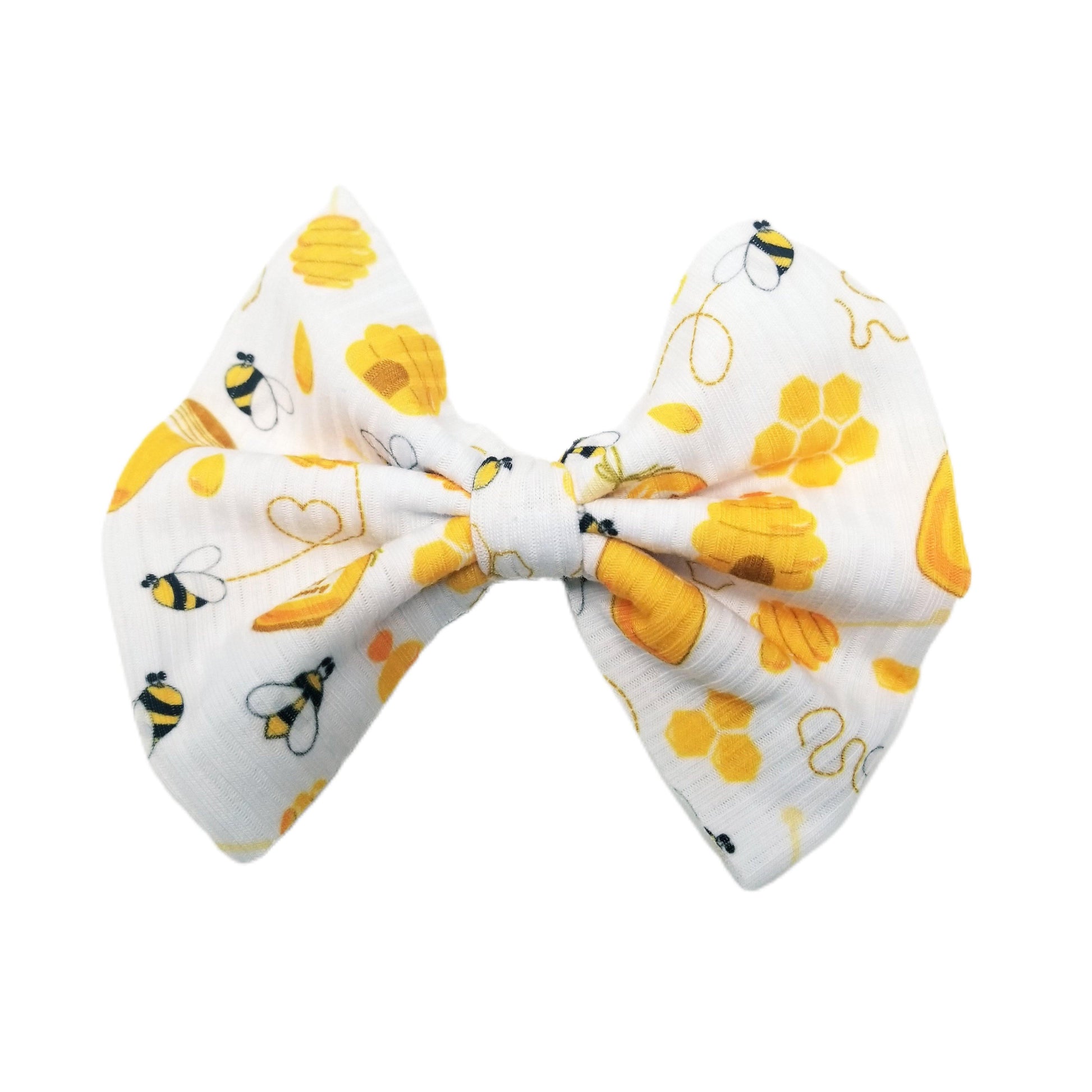 Sweet As Can Bee Rib Knit Fabric Bow 5"