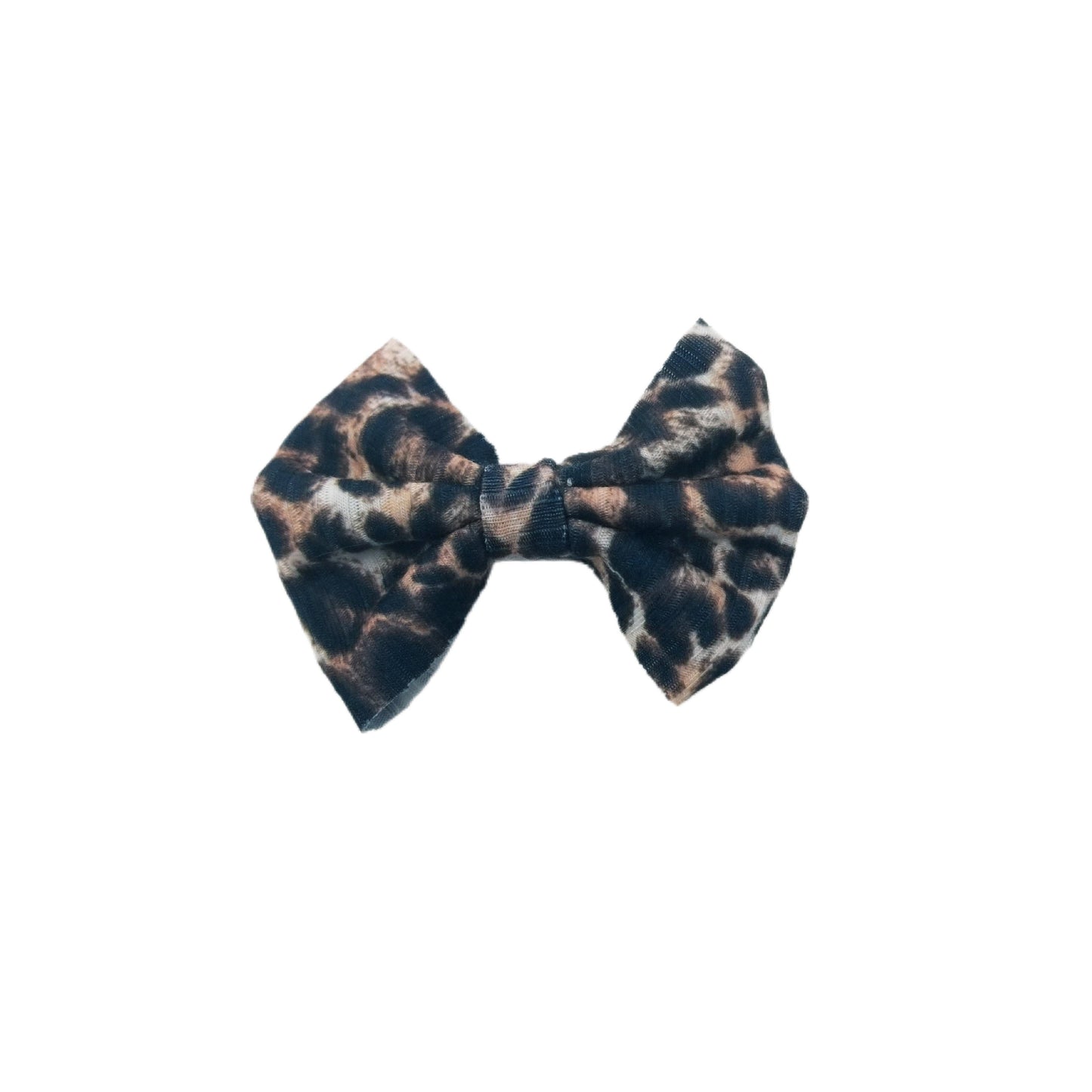 Leopard Rib Knit Fabric Bow 2" (pair)