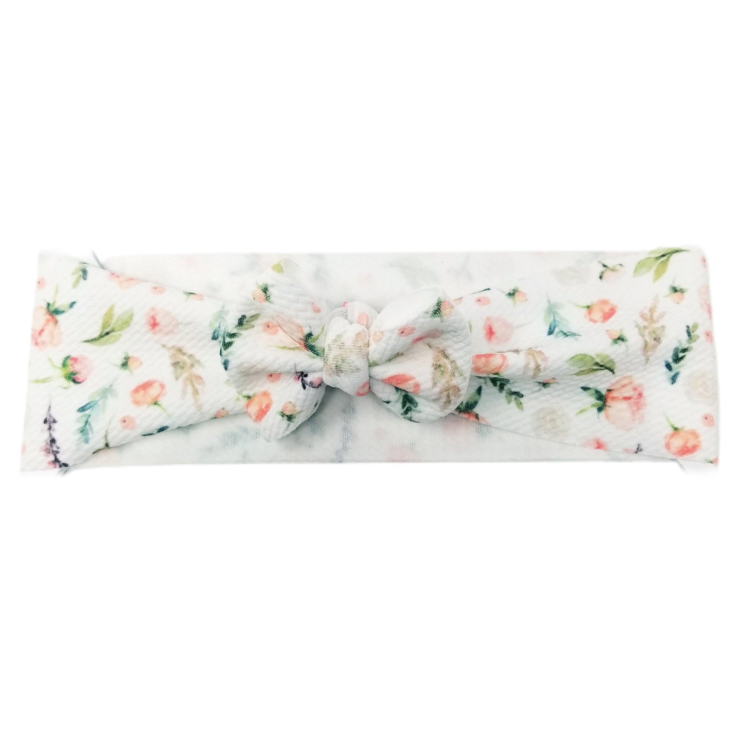 Petite Pink Roses Fabric Bow Headwrap 3"