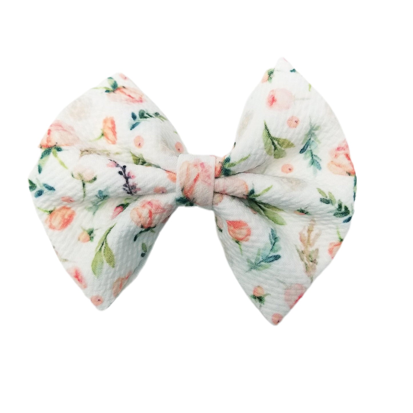 Petite Pink Roses Fabric Bow 5"