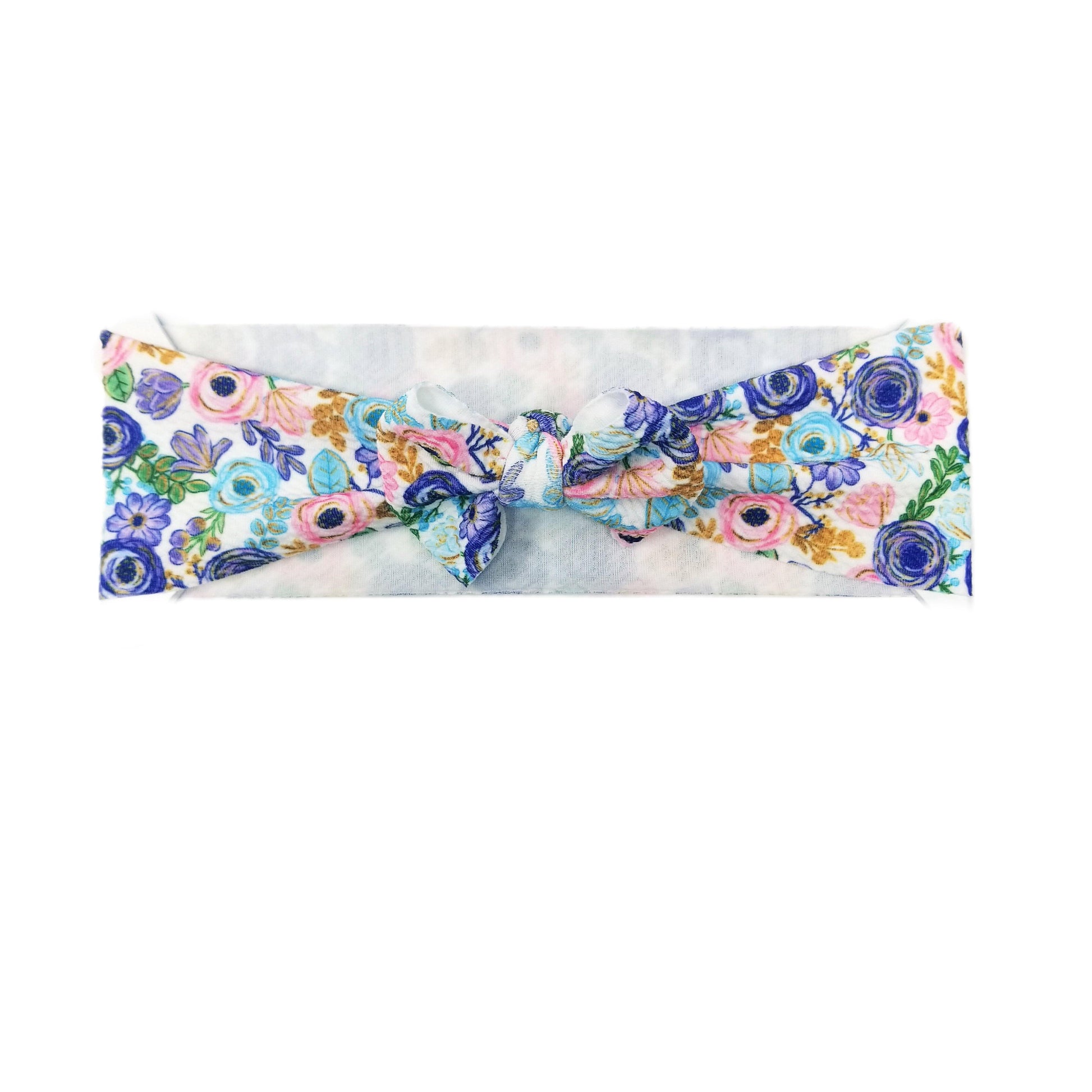 Purple Love Floral Fabric Bow Headwrap 3"