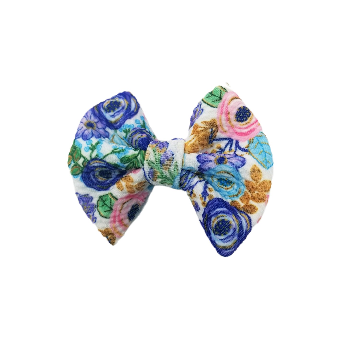Purple Love Floral Fabric Bow 3"