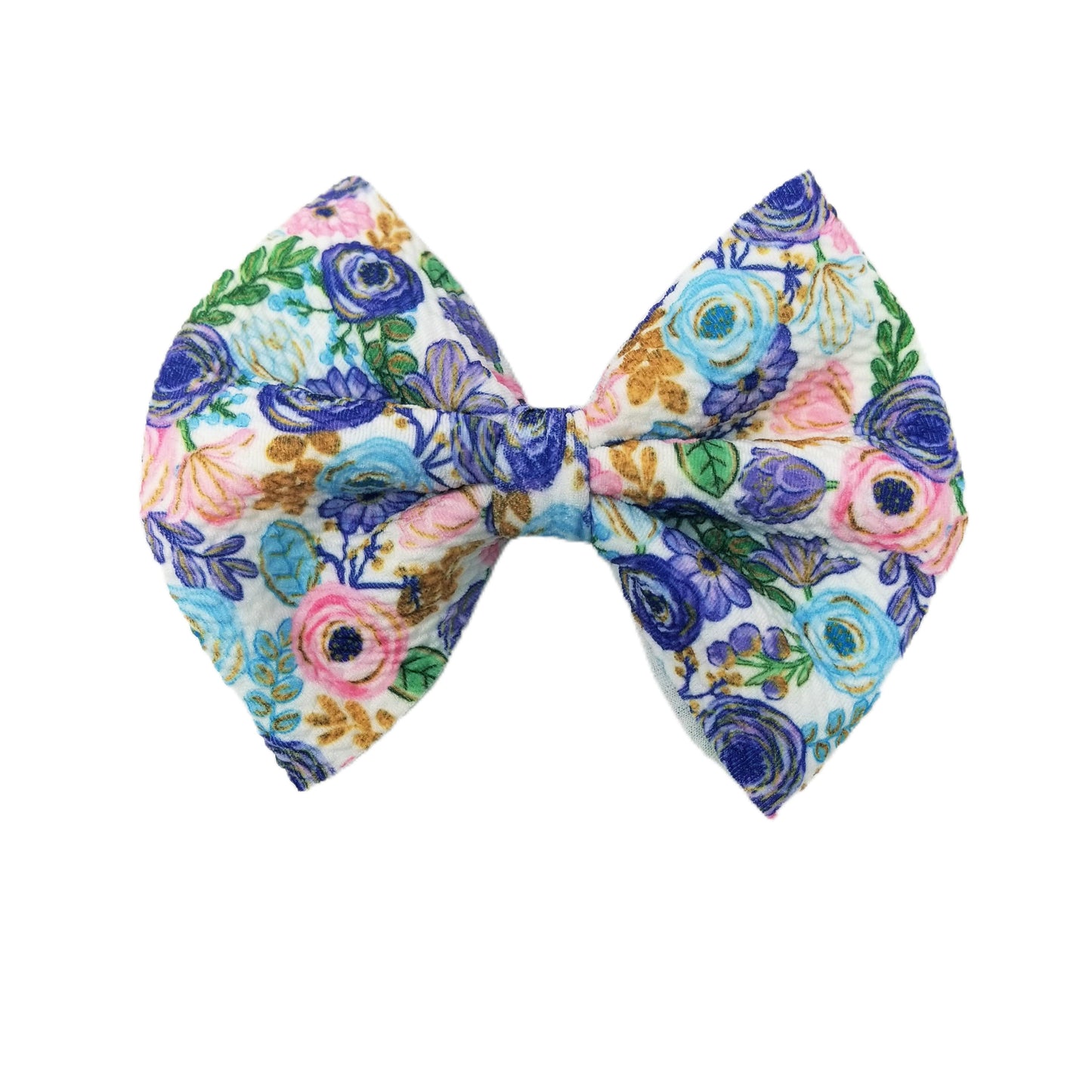 Purple Love Floral Fabric Bow 5"