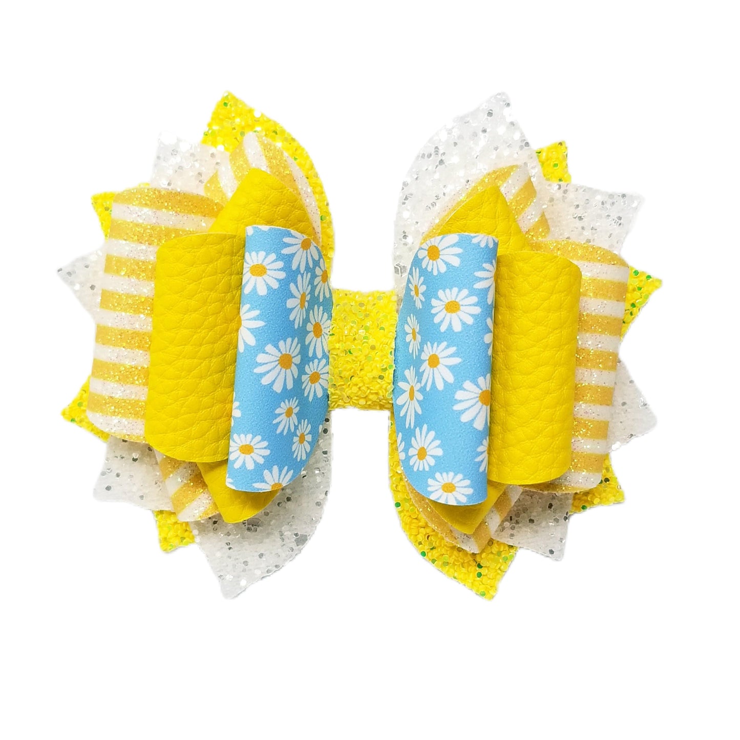 Dancing Daisies Double Franchi Exquisite Bow 4"