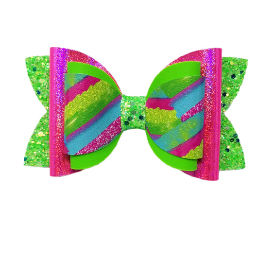 Neon Brushstrokes Dressed-up Double Diva Bow 5"