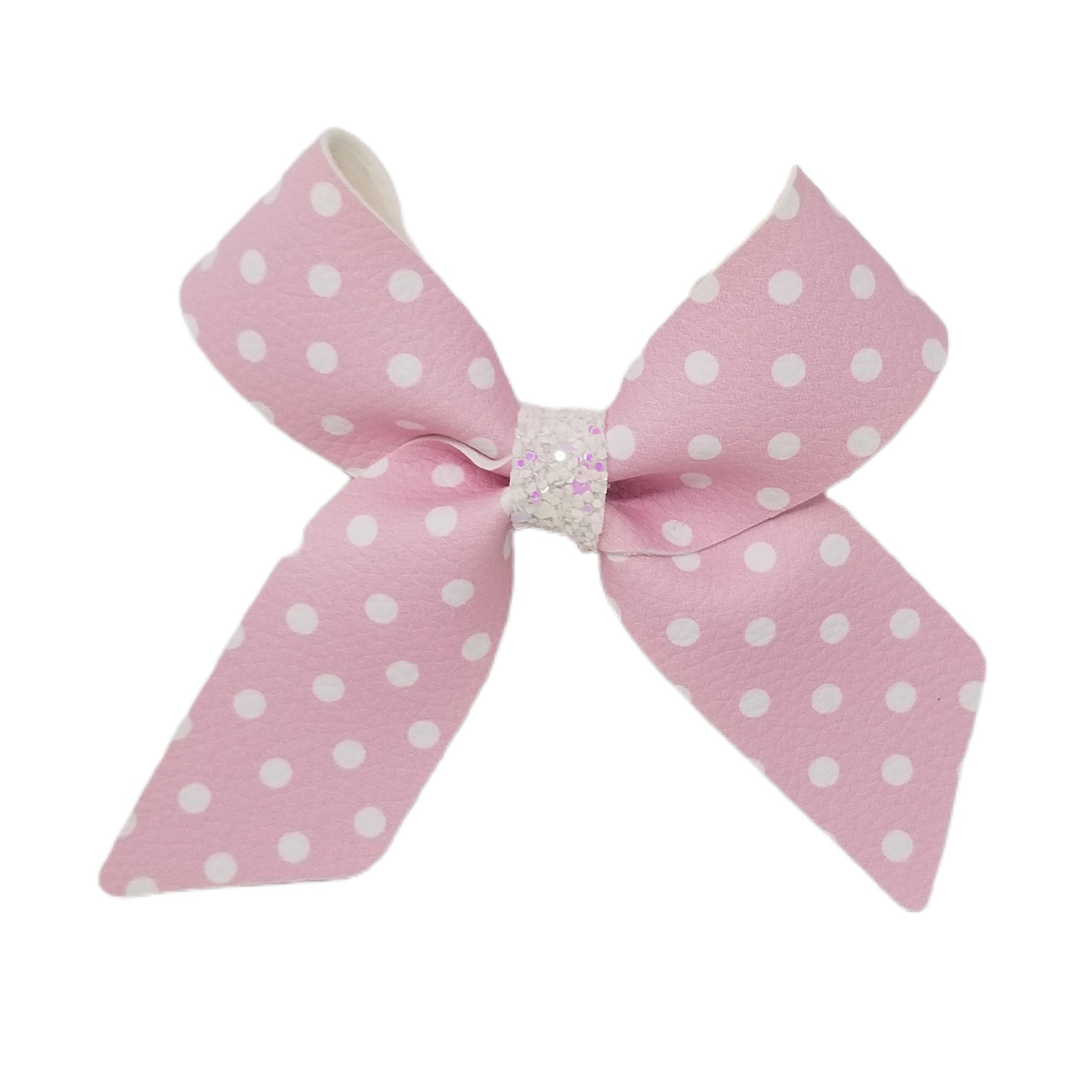White Polka-dot on Pink Blakely Bow 4"