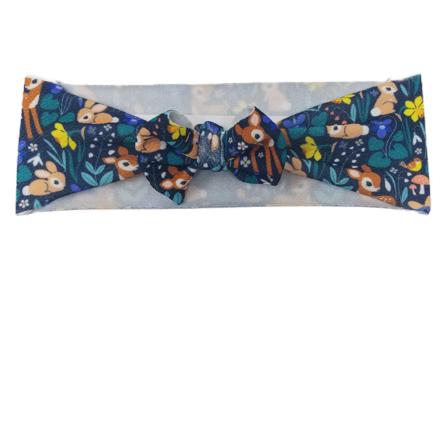 3 inch Fawn & Bunny Fabric Bow Headwrap