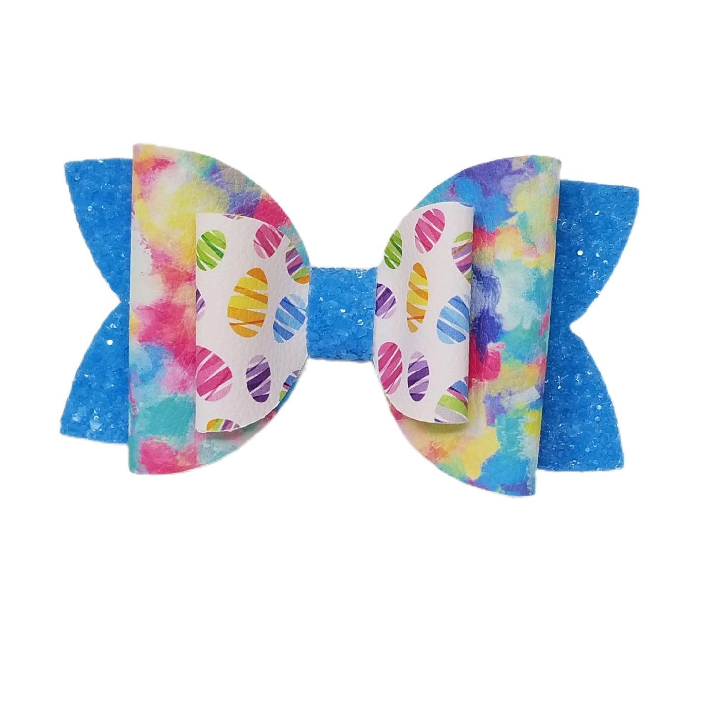Colorful Easter Eggs Double Diva Bow 5"