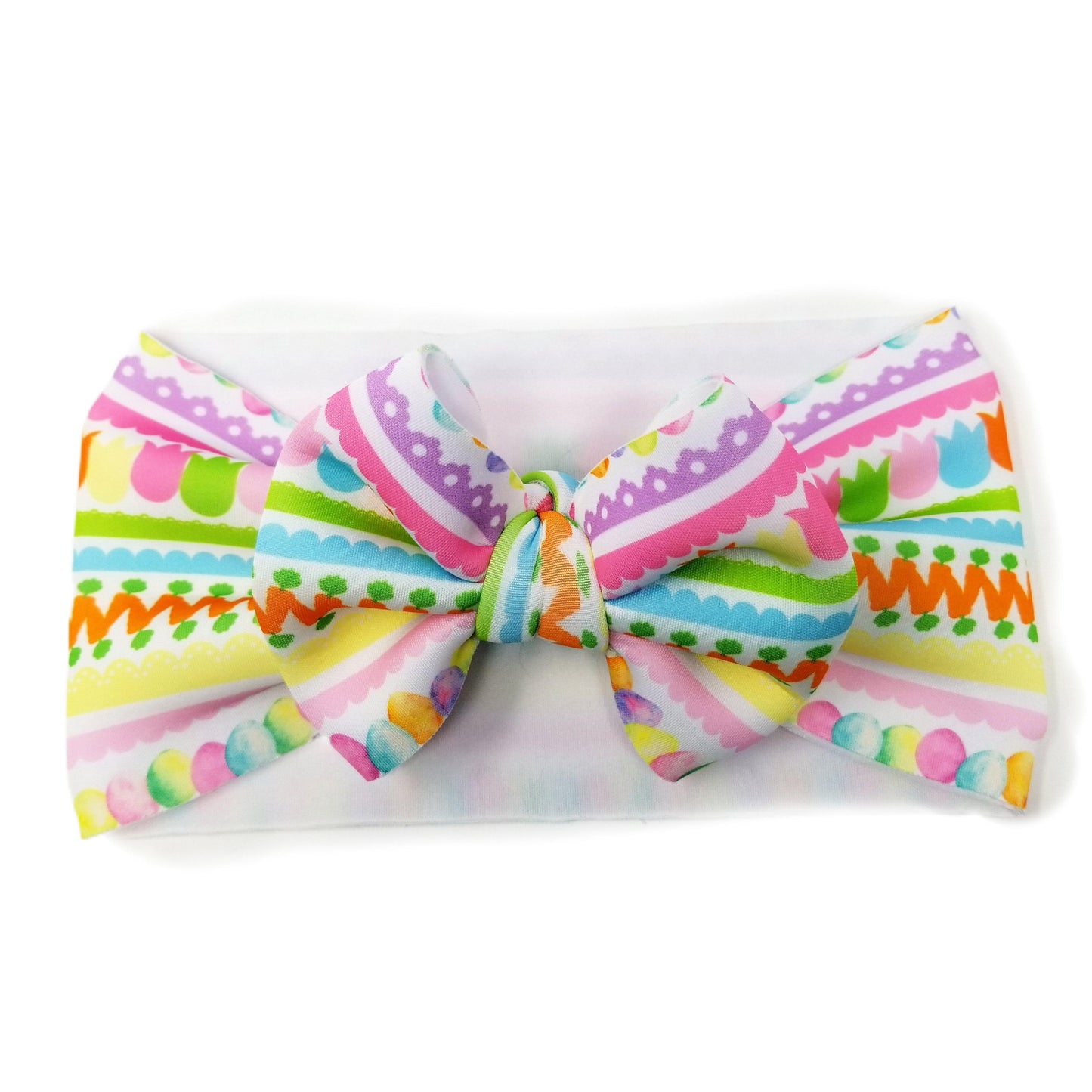 Easter Stripe Puffy Fabric Bow Headwrap 5"