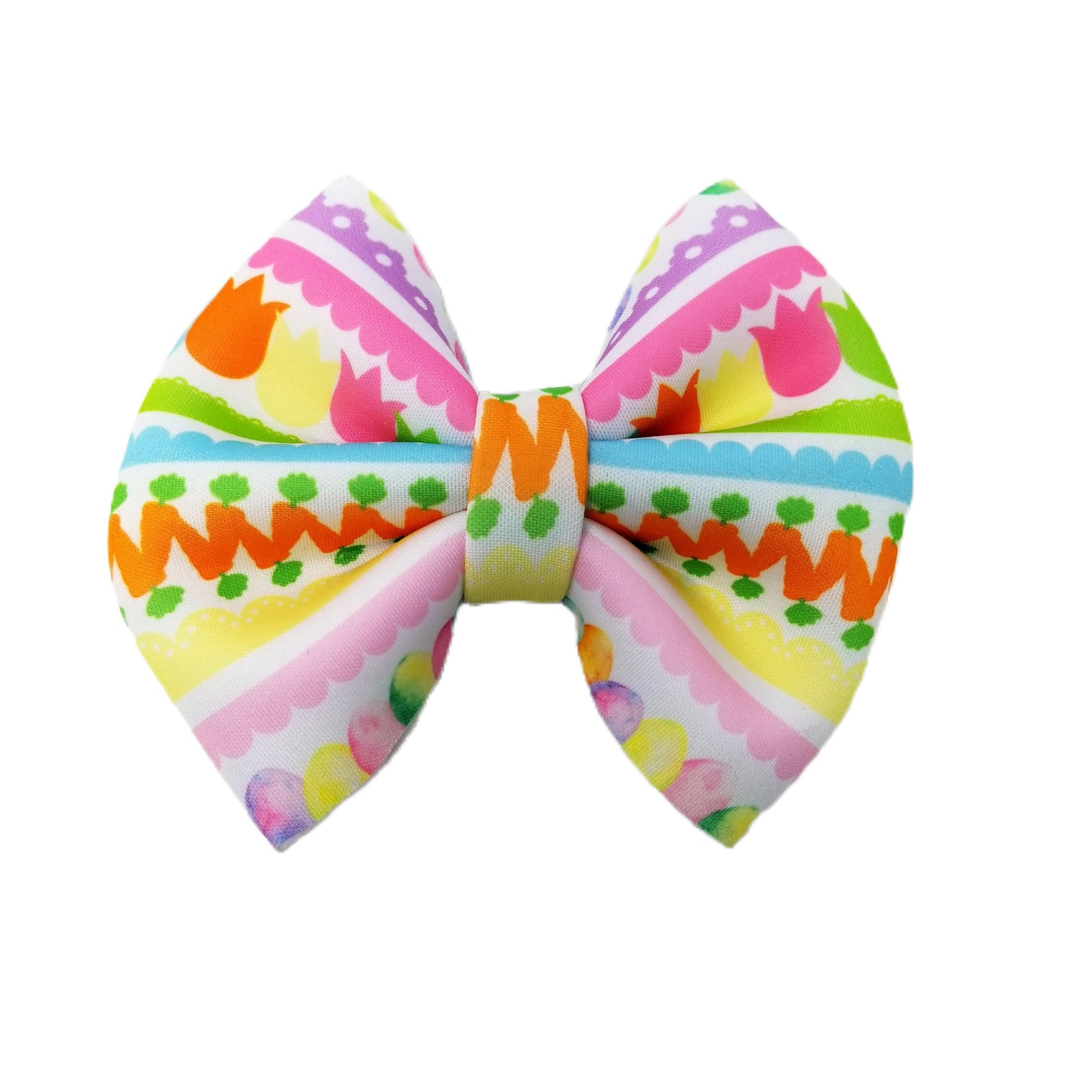 Easter Stripe Puffy Fabric Bow 5"