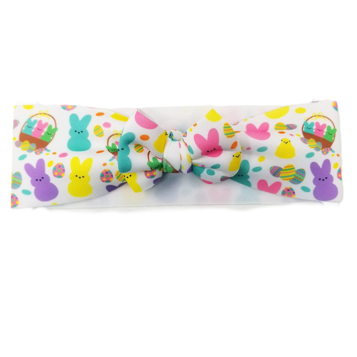 Don't Put All Your Peeps in One Basket Puffy Fabric Bow Headwrap 3"