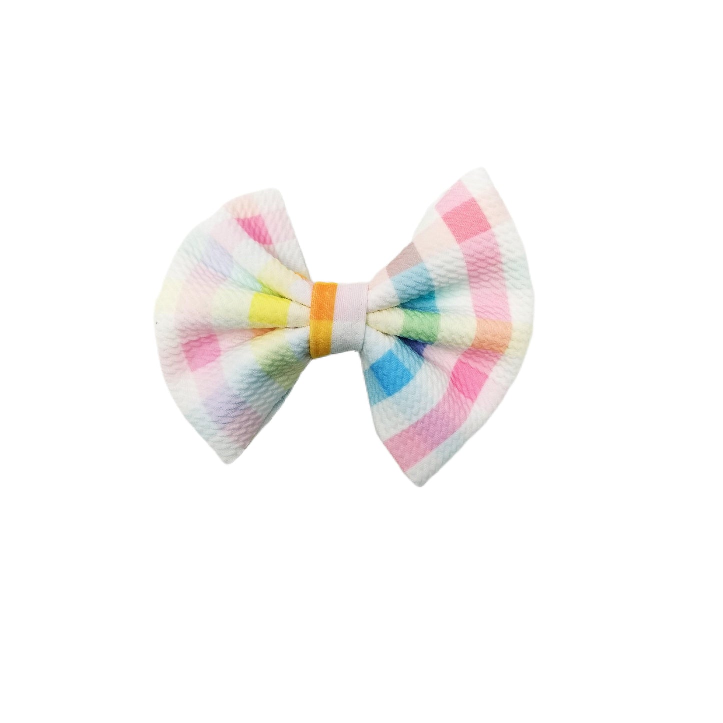 Easter Plaid Fabric Bow 5"