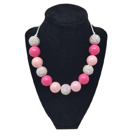 Pink & White Bunny Ears Bubblegum Necklace