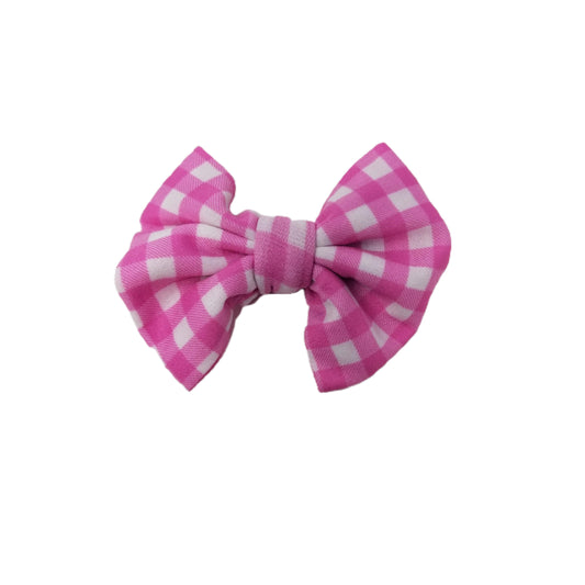 Pink Gingham Smooth Nylon Bow 4"