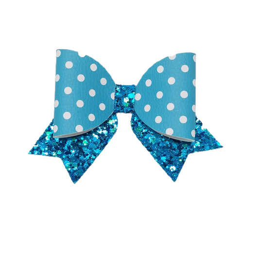 4 inch Turquoise with White Polka-dots Classic Bow