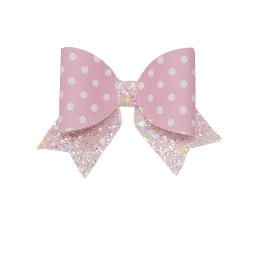 Pink with White Polka-dots Classic Bow 4"