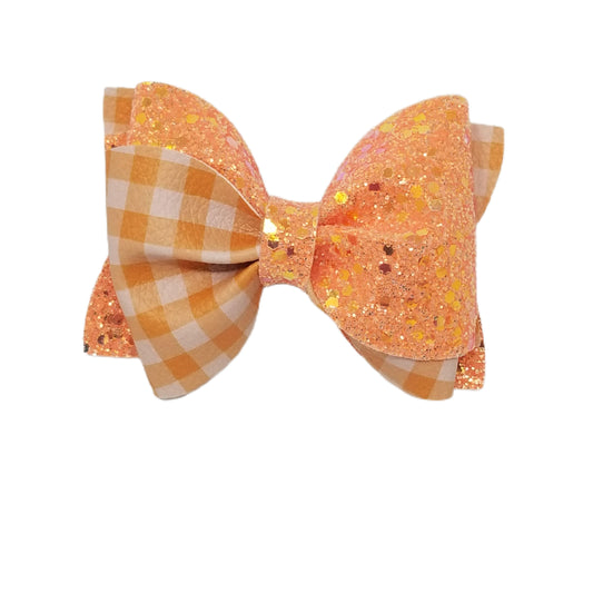 Orange Gingham Totally Twisted Bow 3.5"
