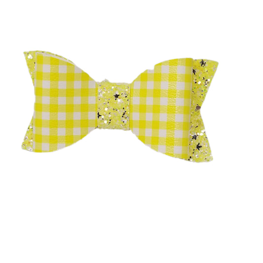 Yellow Gingham Claire Bow 3.75" 