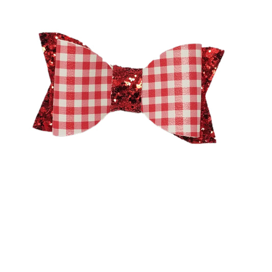 Red Gingham Claire Bow 3.75"
