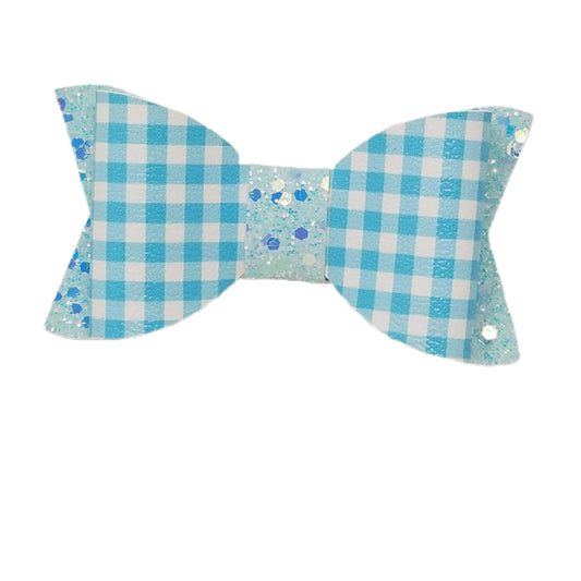 Blue Gingham Claire Bow 3.75"