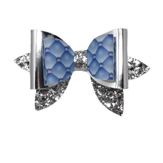 Blue Diamond Tufted Double Harlow Bow 4.5"