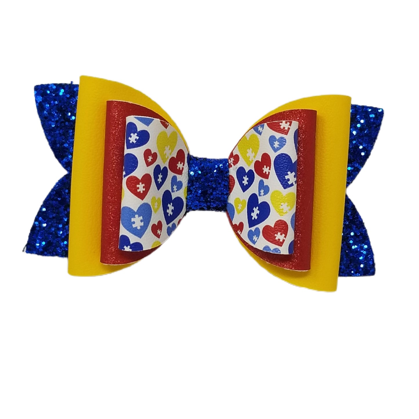 5 inch Heart Puzzle Triple Diva Bow