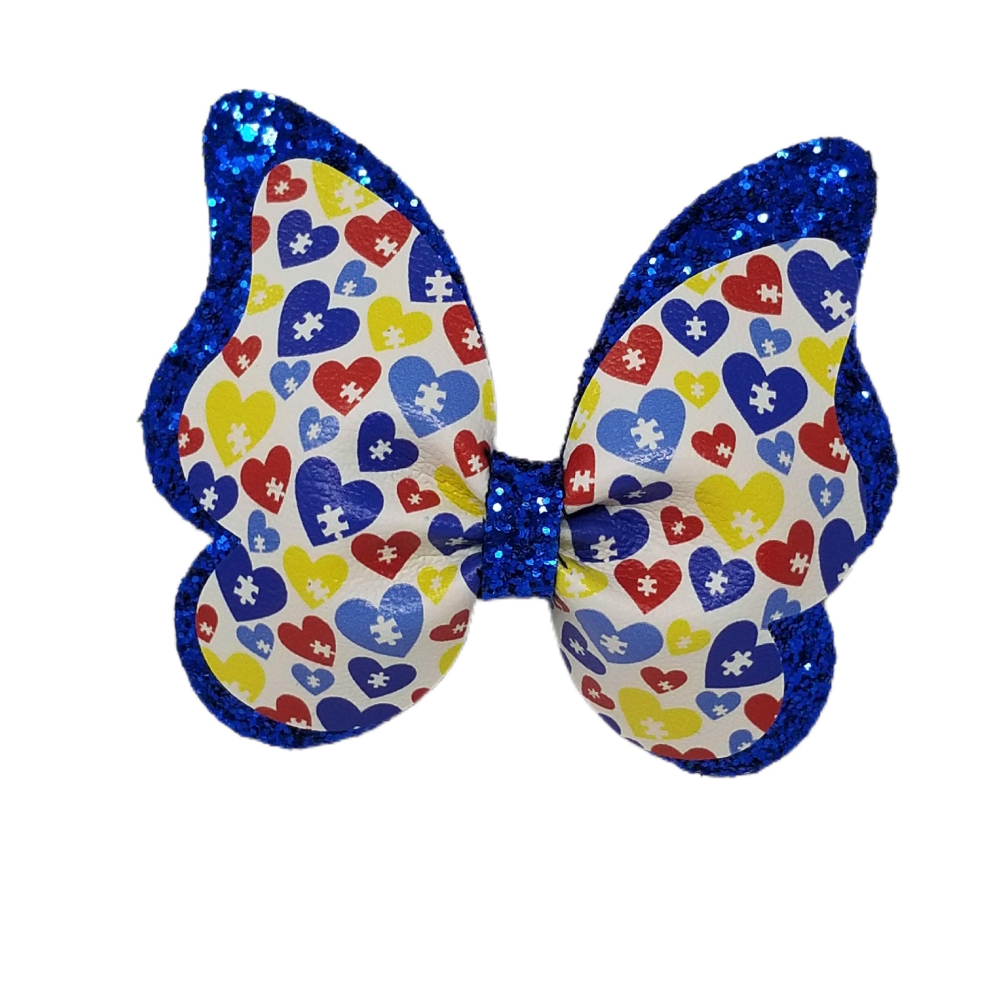 4.5 inch Heart Puzzle Double Butterfly Bow