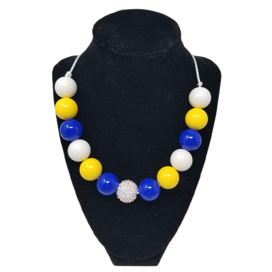 Yellow, White & Blue Bubblegum Necklace