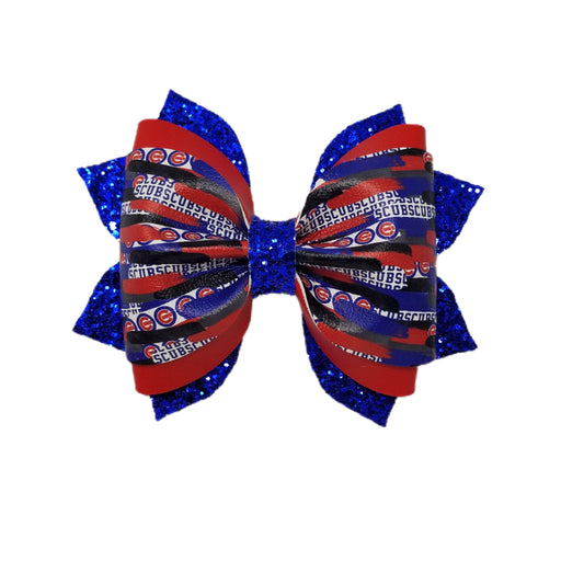 Cubs Brushstrokes Dressed-up Phoebe Bow 5"