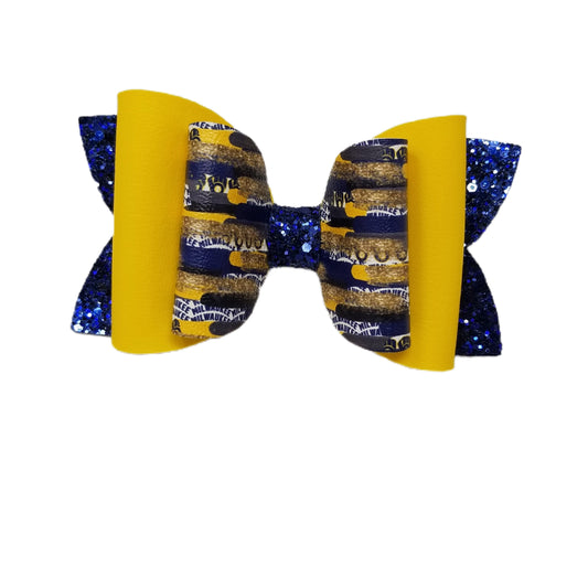 Milwaukee Brewers Brushstrokes Double Diva Bow 5"