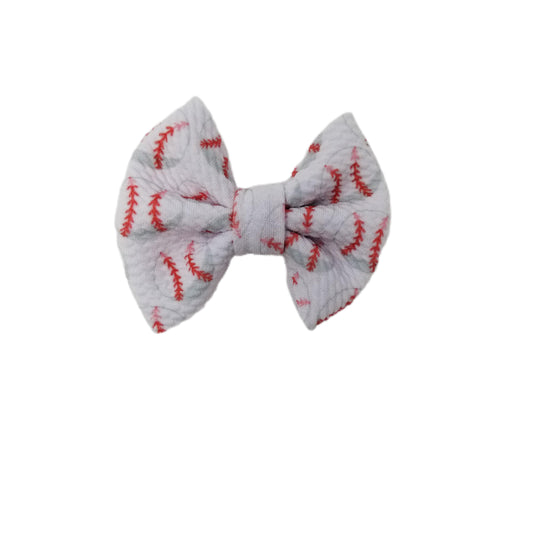 Baseball Fabric Bow 3"