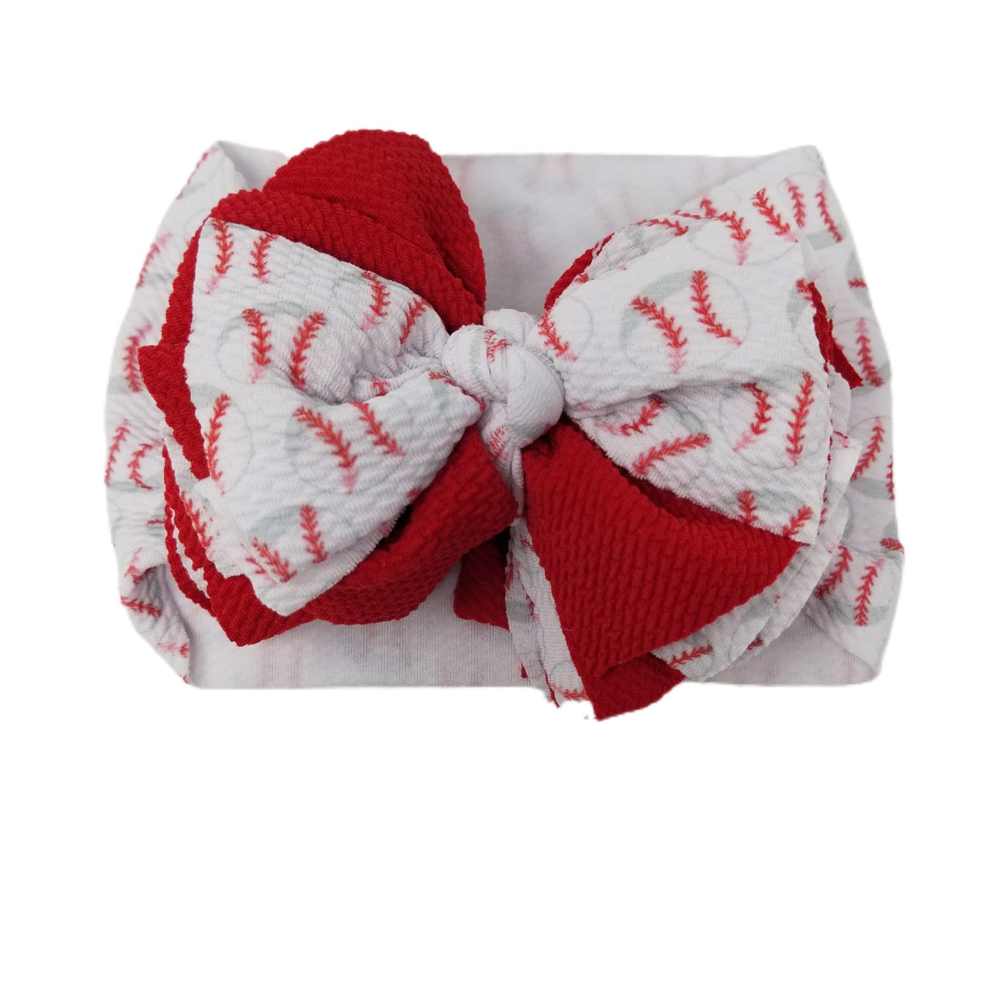 Baseball Sassy Fabric Bow Headwrap 5"