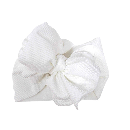 White Sassy Bow Fabric Headwrap 5"