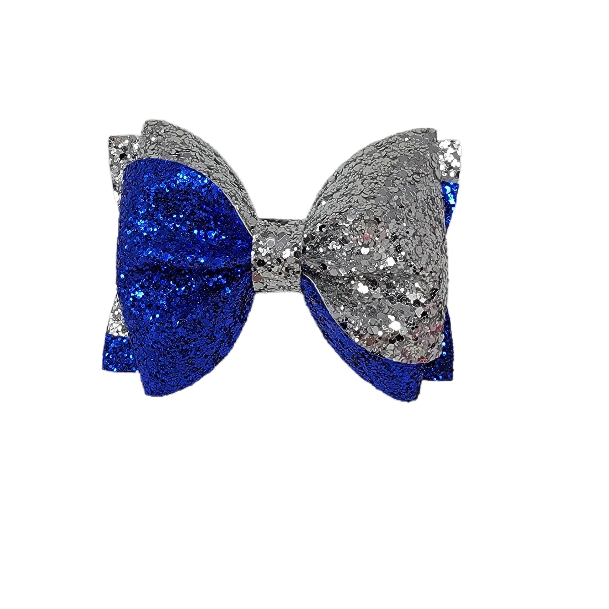 5 inch Blue & Silver Glitter Totally Twisted Bow