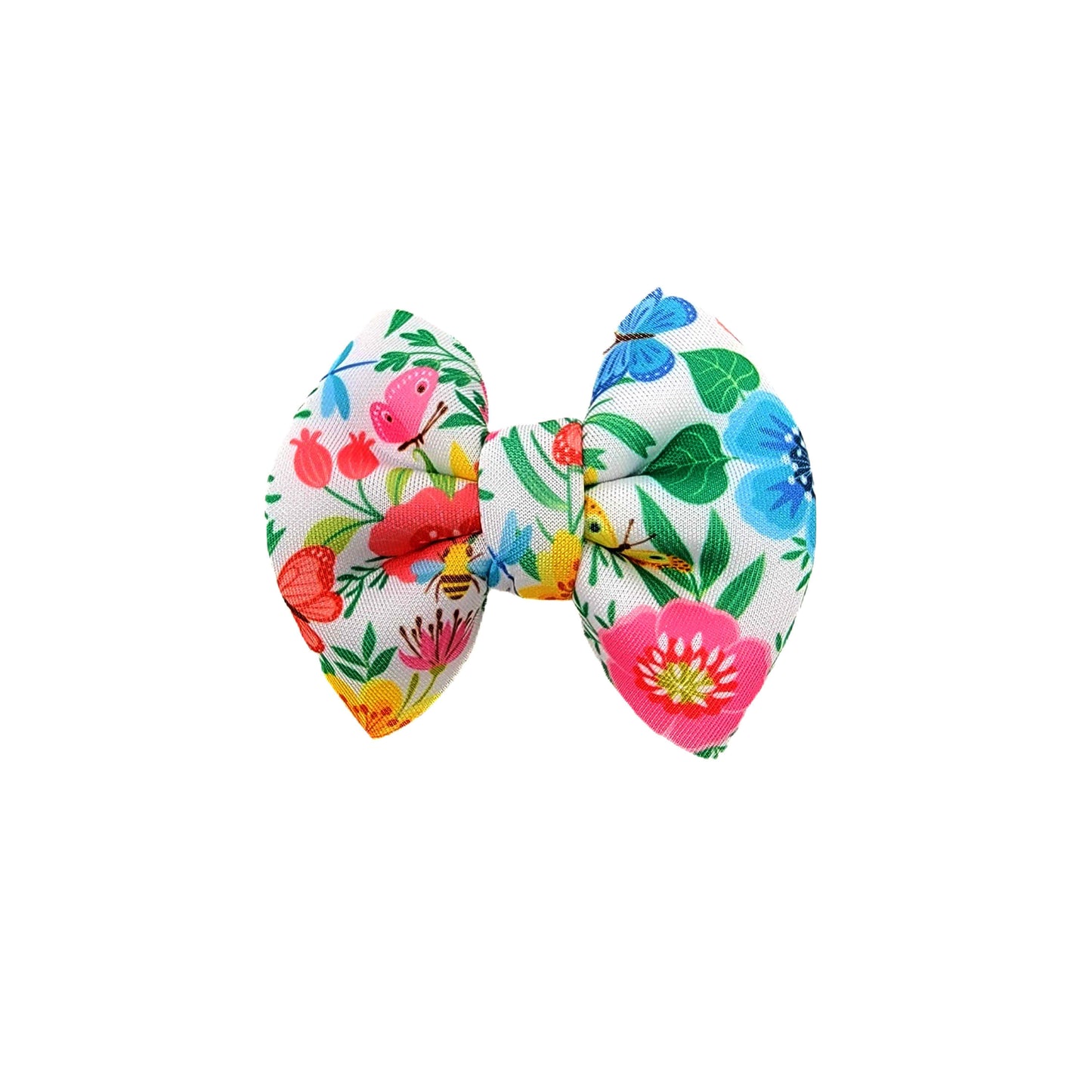 Flutter Floral Puffy Fabric Bow 3"