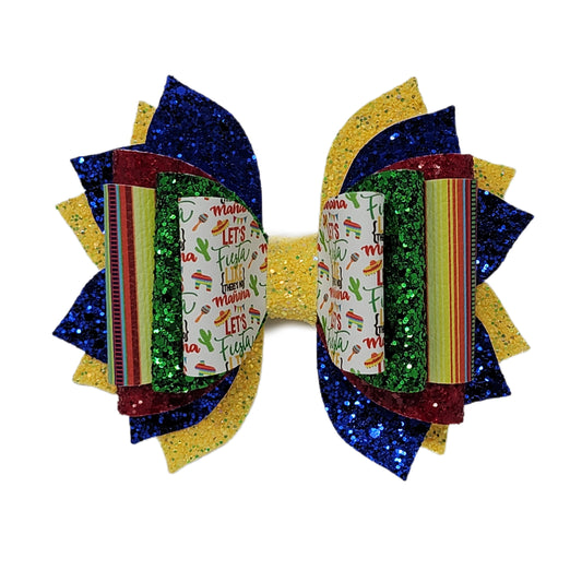 Let's Fiesta Like There's No Manana Dressed-up Triple Exquisite Bow 5"