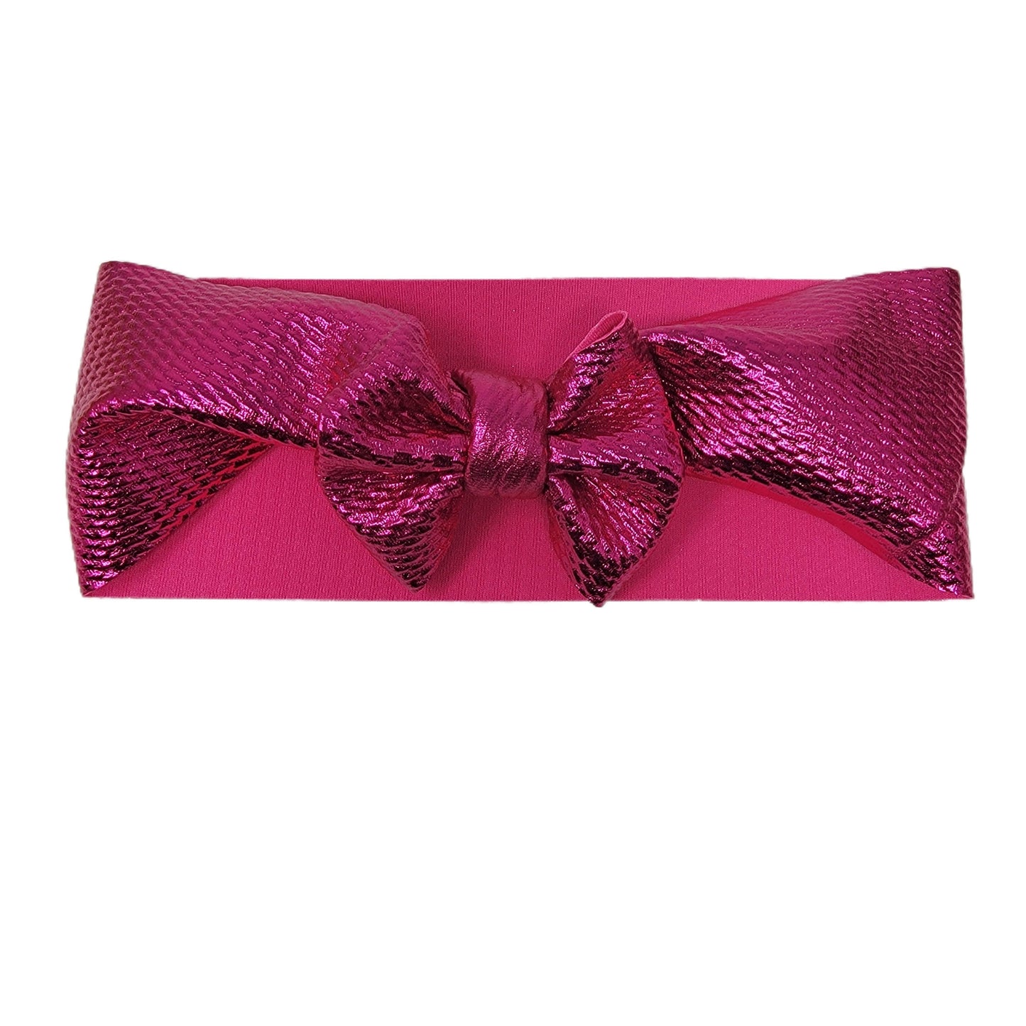 Hot Pink Metallic Fabric Bow Headwrap 3"