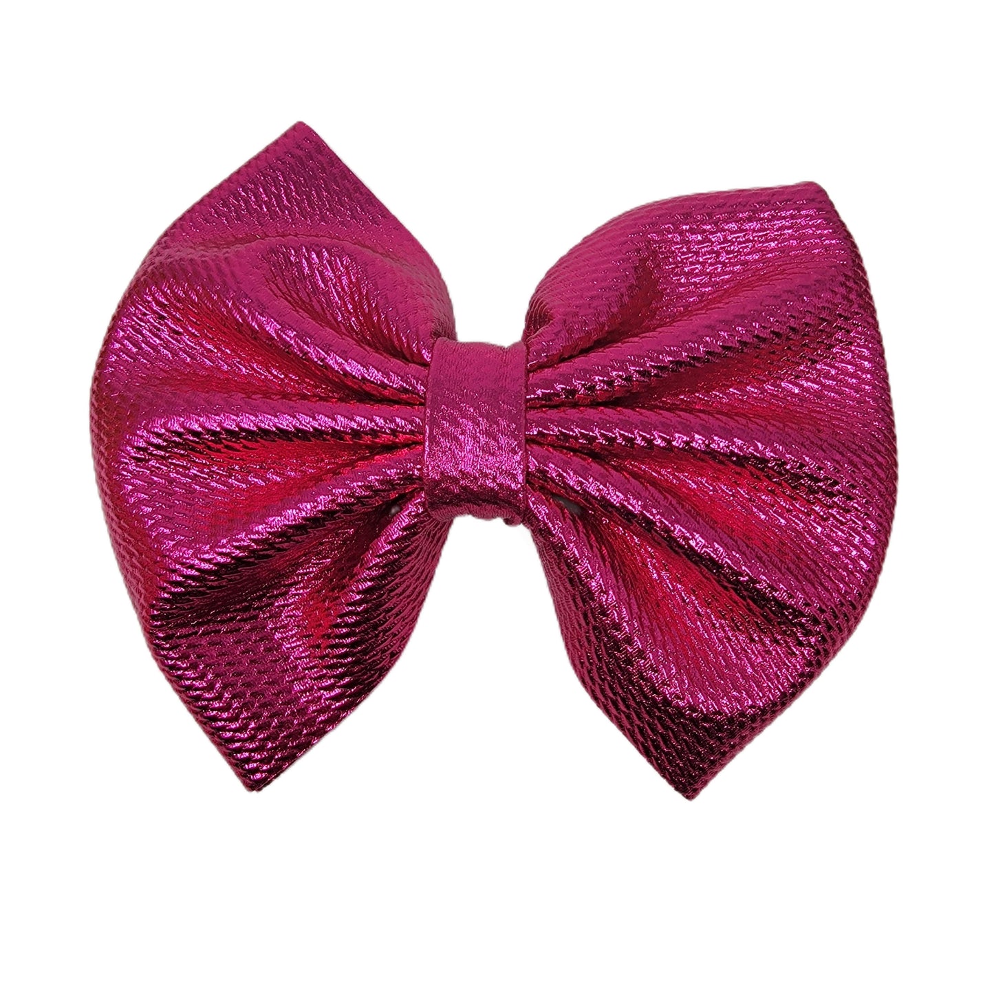 Hot Pink Metallic Fabric Bow 7"