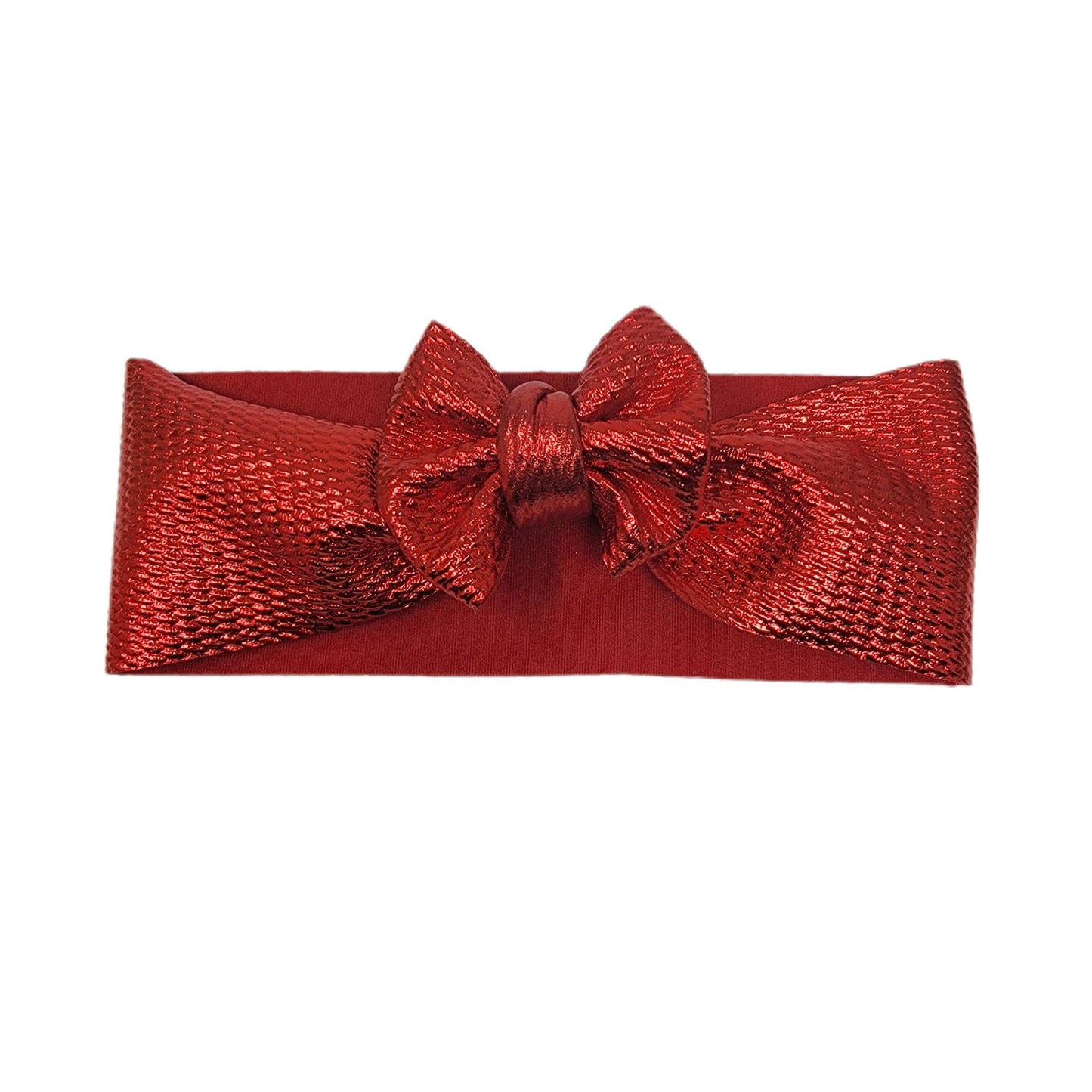 Red Metallic Fabric Bow Headwrap 3"