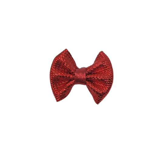Red Metallic Fabric Bow 3"