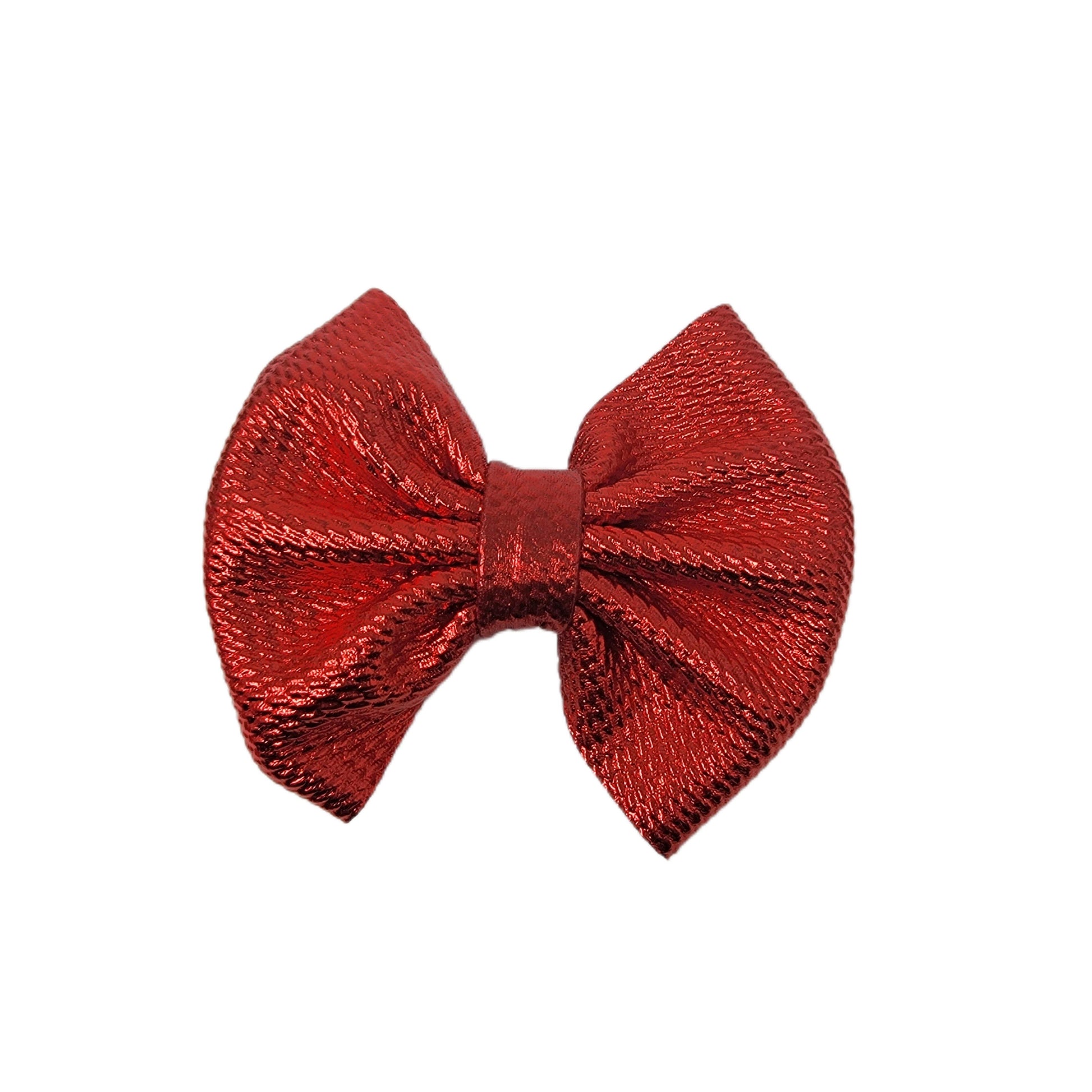 Red Metallic Fabric Bow 5"
