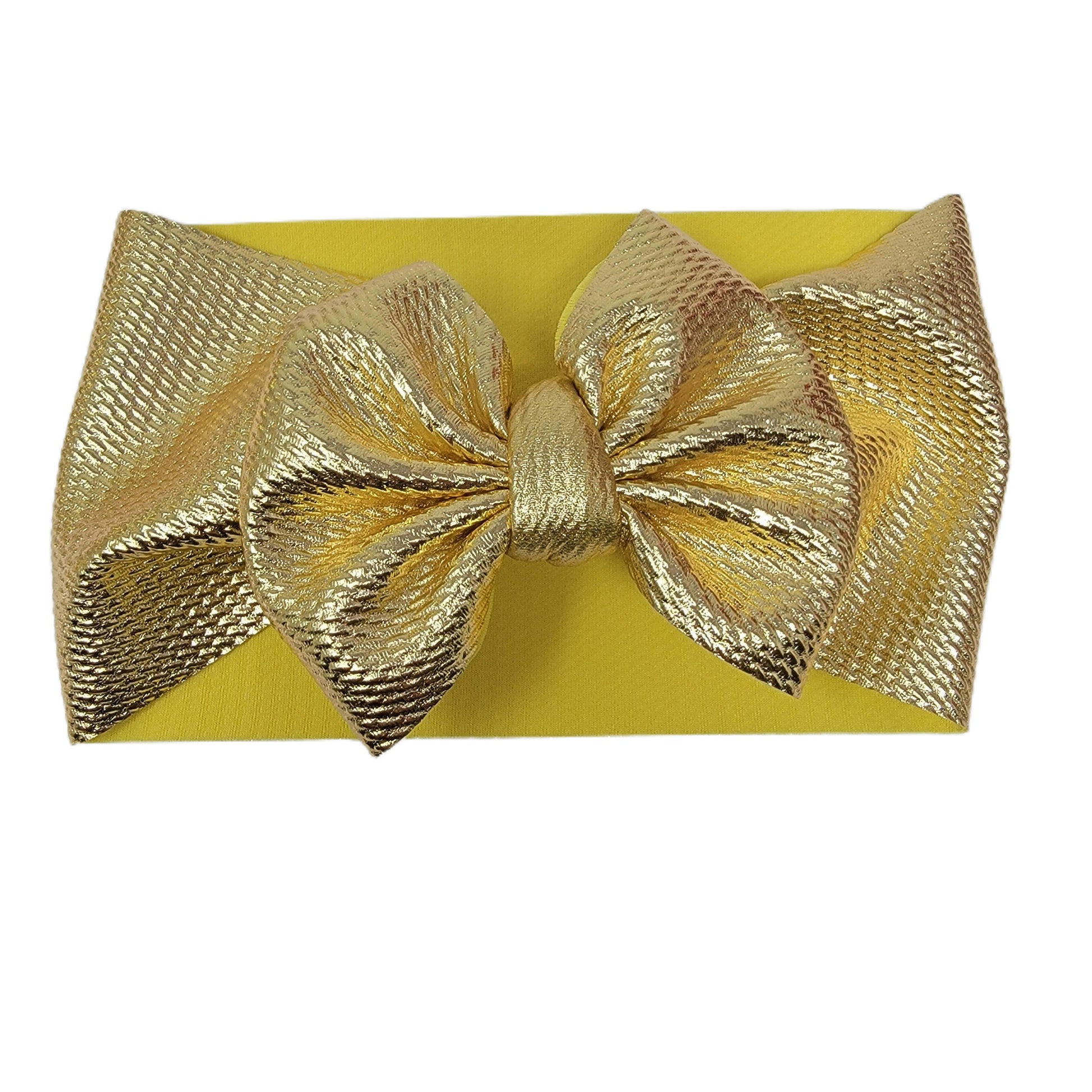 Gold Metallic Fabric Bow Headwrap