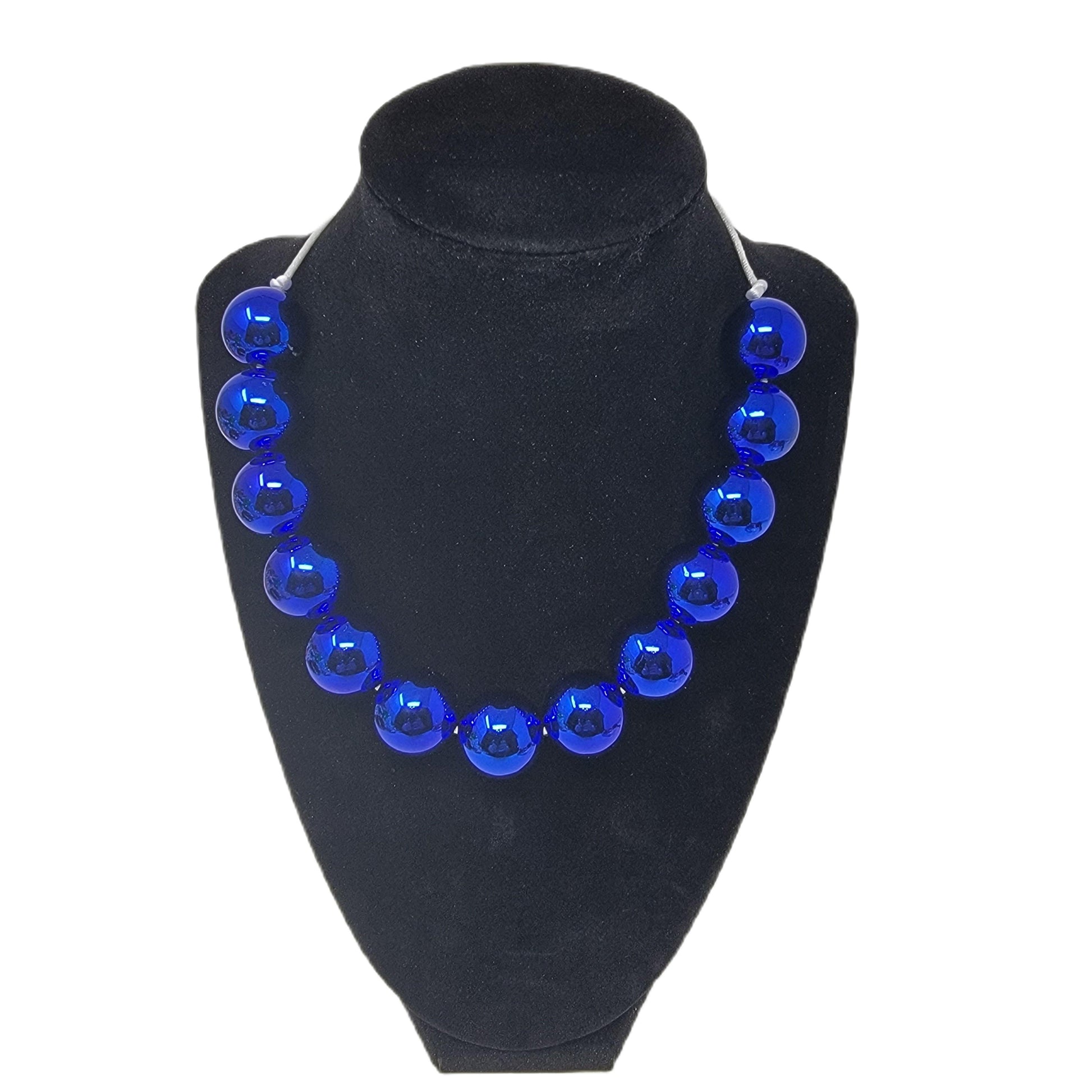 Royal Blue Mirrored Bubblegum Necklace