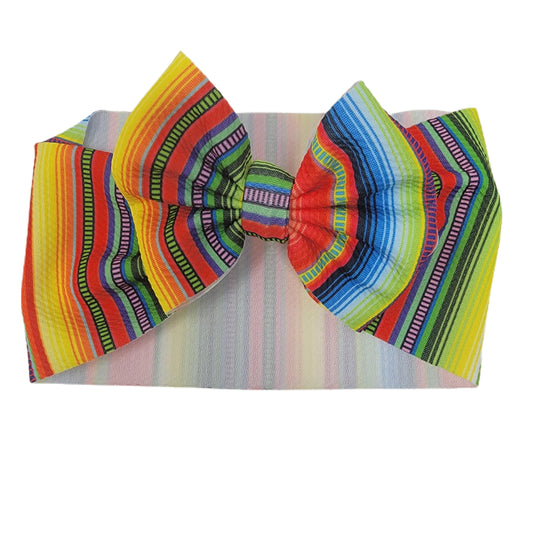 Neon Serape Fabric Bow Headwrap 5"