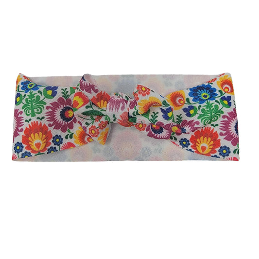 Mexican Dress Fabric Bow Headwrap 3"