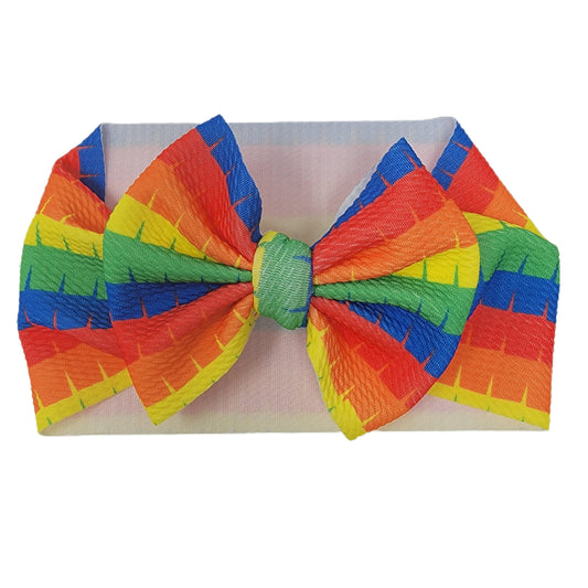 Pinata Stripe Fabric Bow Headwrap 5"
