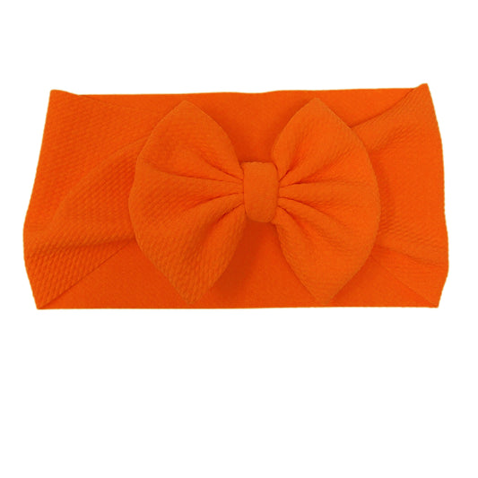 Fabric Bow Headwrap - Neon Orange