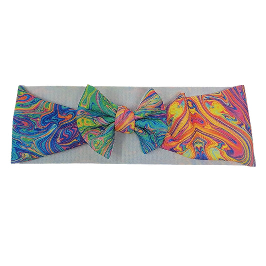 3 inch Oil Spill Fabric Bow Headwrap
